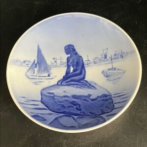 Royal Copenhagen Mermaid Nautical Blue Ceramic Art Plate